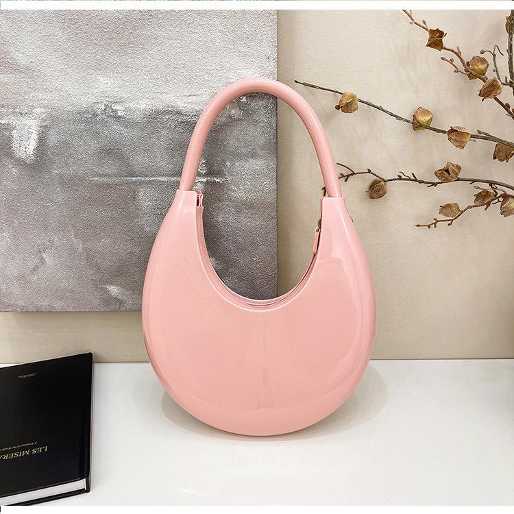 Niche Patent Leather Jelly Bag Women's Large-capacity New Summer Shoulder Armpit Bag Commuter Dumpling Bag