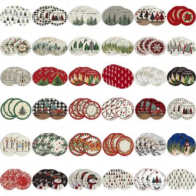 Festive Style Christmas Round Placemats - 4-Piece Set for Holiday Table Decor