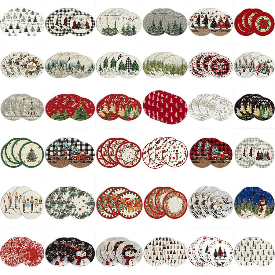Festive Style Christmas Round Placemats - 4-Piece Set for Holiday Table Decor