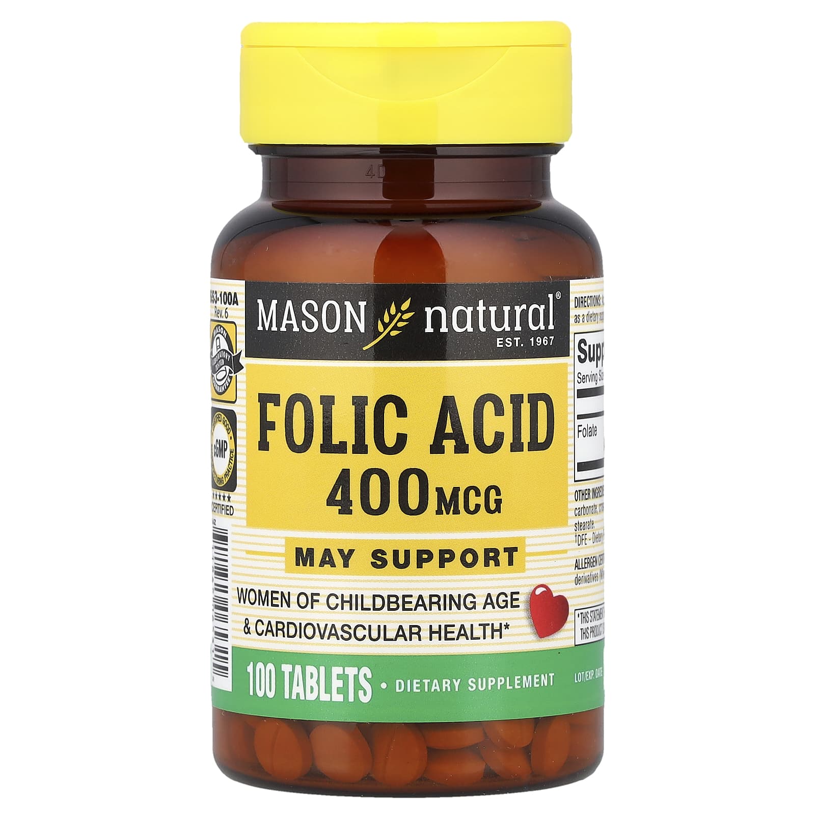 

Folic Acid, 400Mcg, 100 Tablets