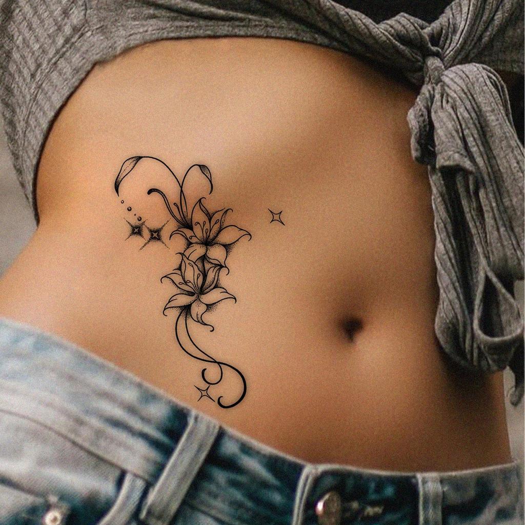 Plain Flower Tattoo Sticker, Waterproof And Long-Lasting, Advanced Sense, Simple And Small, Fresh Waist And Abdomen Tattoo Sticker.