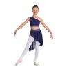 Kinder Mädchen 2-tlg. Glänzendes transparentes Netz-Crop-Top mit Rock Lyrischer Tanzkleid Ballsaal Kostüm