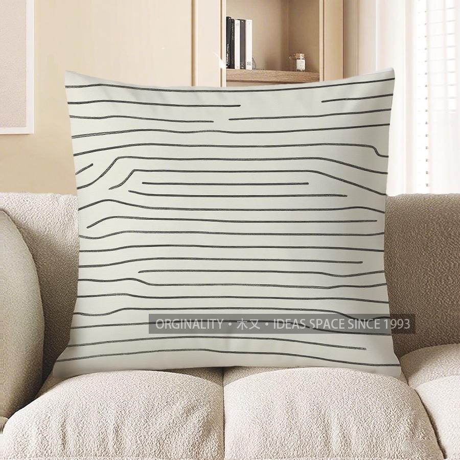 Home Decor Modern Black Stripes Geometric Pattern Pillow Cover Pattern Cushion Cover Suitable for Sofa Bedroom Car Pillow Cover