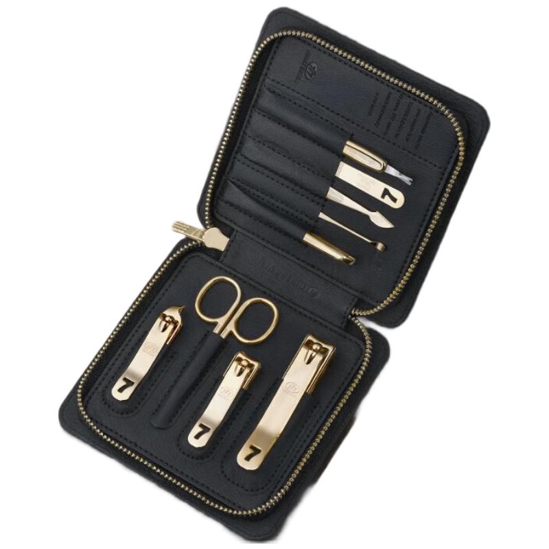 THREE SEVEN (777) 9-Piece Light Luxury Black Gold Manicure Set