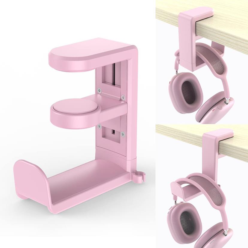 No Punch Table Clip Hook Earphones Holder 360 Degree Rotating Head-mounted Headphone Holder Storage Hanging For AirPods Max Sony