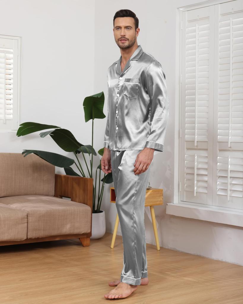Mcodare Long Top and Bottom Synthetic Gentle on the Relaxing Pajamas for a Good Comfortable Perfect for and Hospital Plus Sizes Men's Open-Front