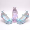 Nuove scarpe da principessa per bambine per la primavera e l'autunno, scarpe con cristalli per bambine, scarpe con tacco alto di Elsa di Frozen con sfumatura blu per bambini