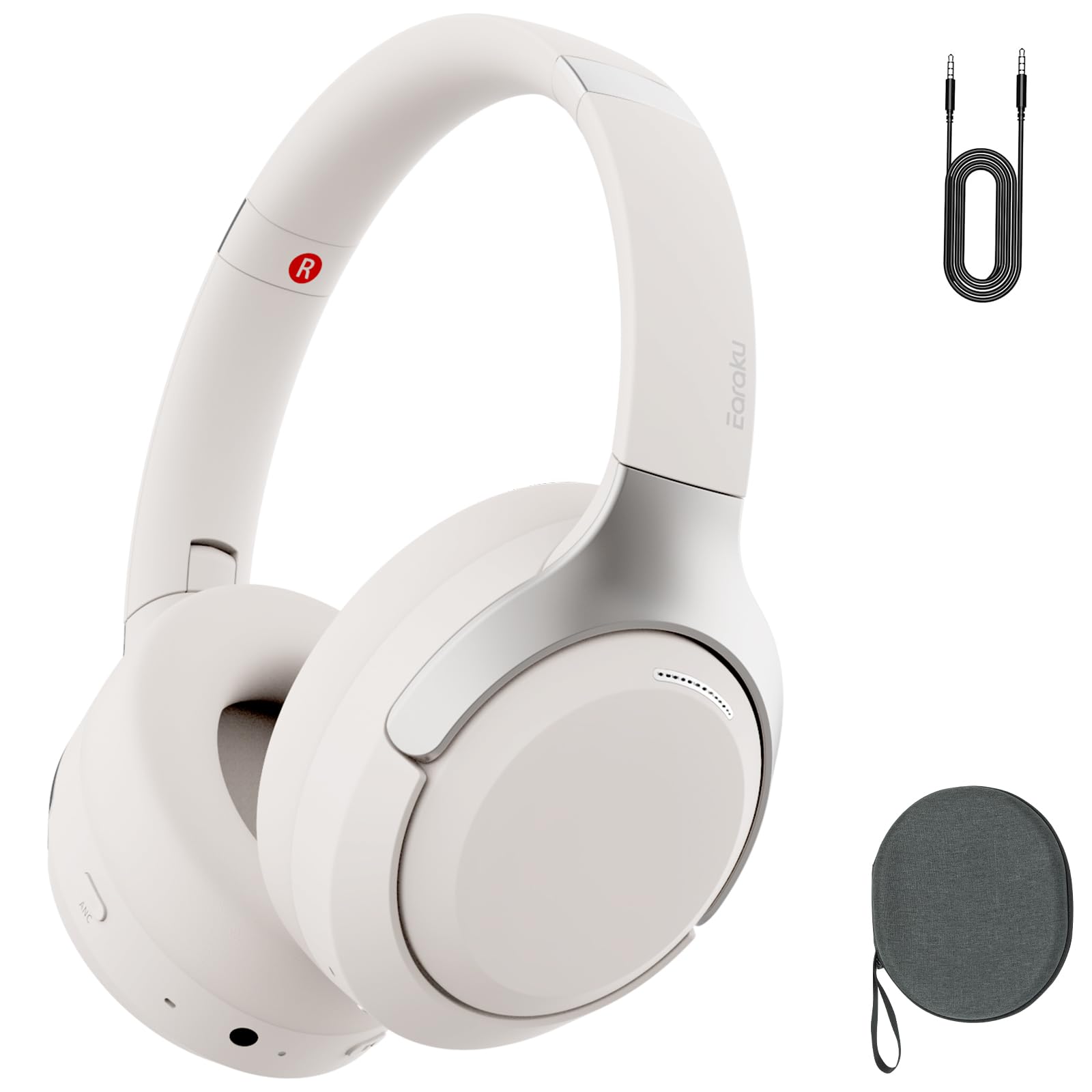 

Reduction Earaku Wireless Headphones Bluetooth ANC Noise Cancelling Up to 60 Hours Playback Multipoint Support Storage Case Included Wired Wireless бежевий