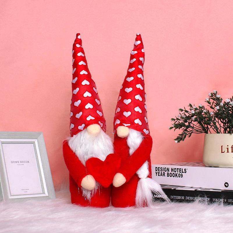 Creative Faceless Old Man Midget Rudolph Double Love Doll Ornament Valentine'S Day Gift Doll