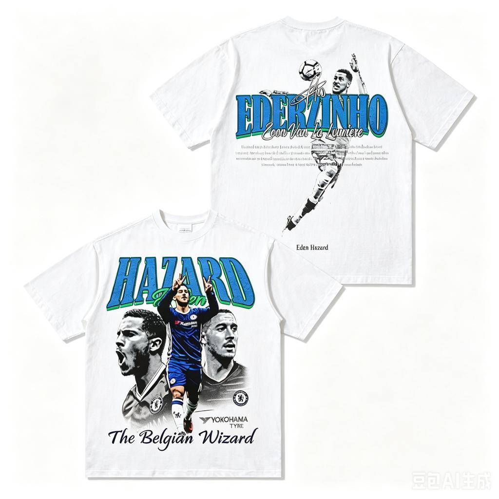 Eden Hazard Cotton Mens Football Tshirt Jersey Stamford Bridge Commemorative Shirt Summer Unisex Oversized Short Sleeve Shirt
