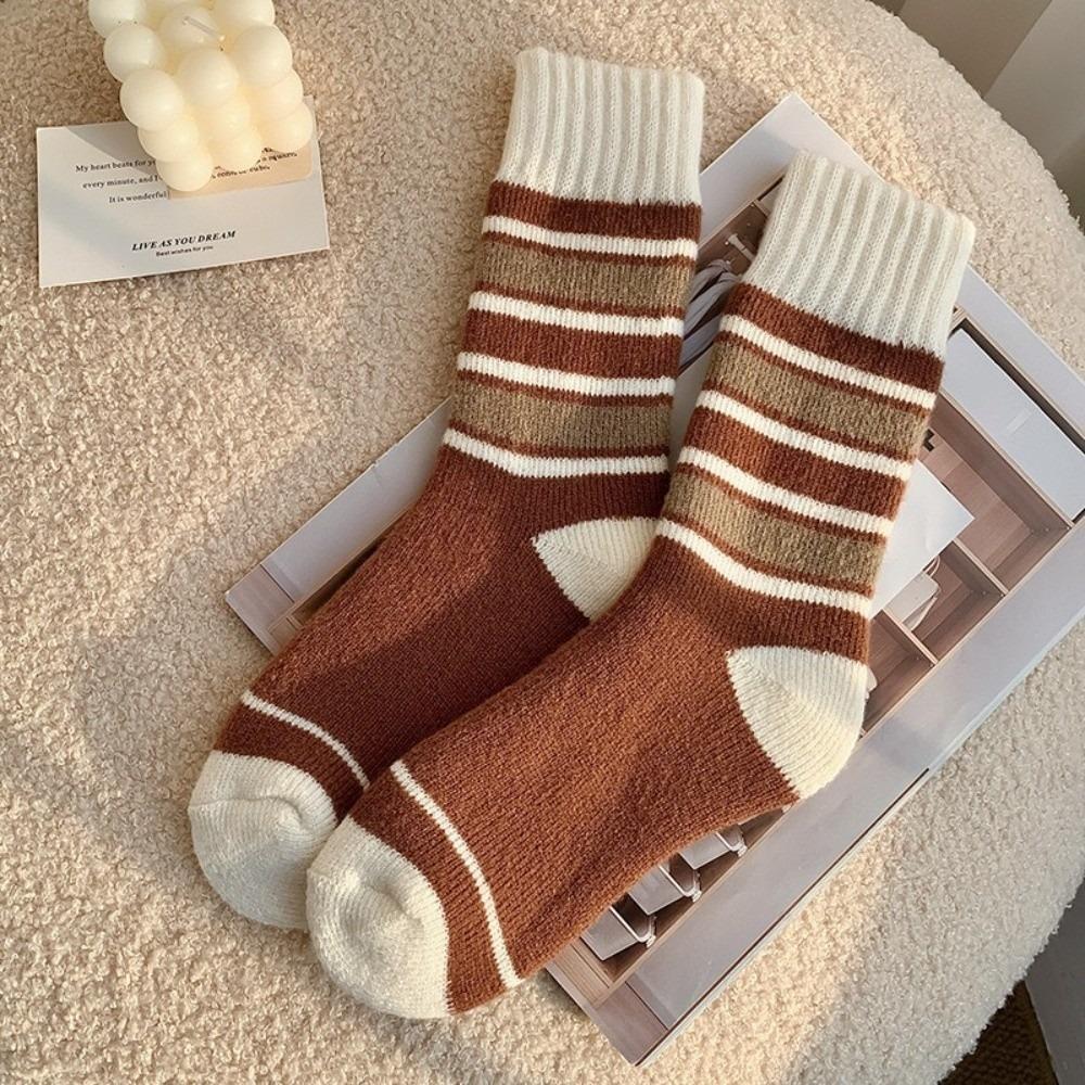 Knitted Cotton Women's Socks Bow Snow Boot Socks New Middle Tube Socks  Autumn and Winter