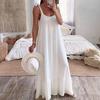 Women's Summer Casual Loose Dress Tie Shoulder Sleeveless Square Neck Maxi Dress A-Line Ruffle Flowy Beach Sundress