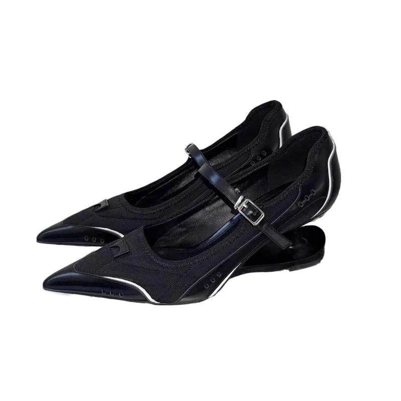 Fashion Heels Women Shoes Special Heel Spliced Heels Women Fashion Shallow Mouth Bow Non-Slip Mary Jane Single Shoes for Women High Heel