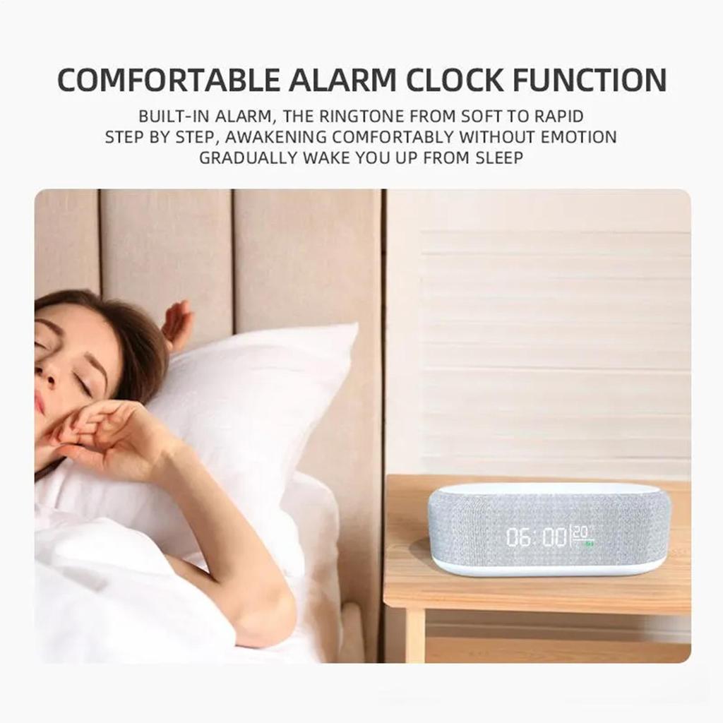 Alarm Clock With Wireless Charging Temp Display Time Management Tools With Dimming Night Light Bedside Nightstand Clock With