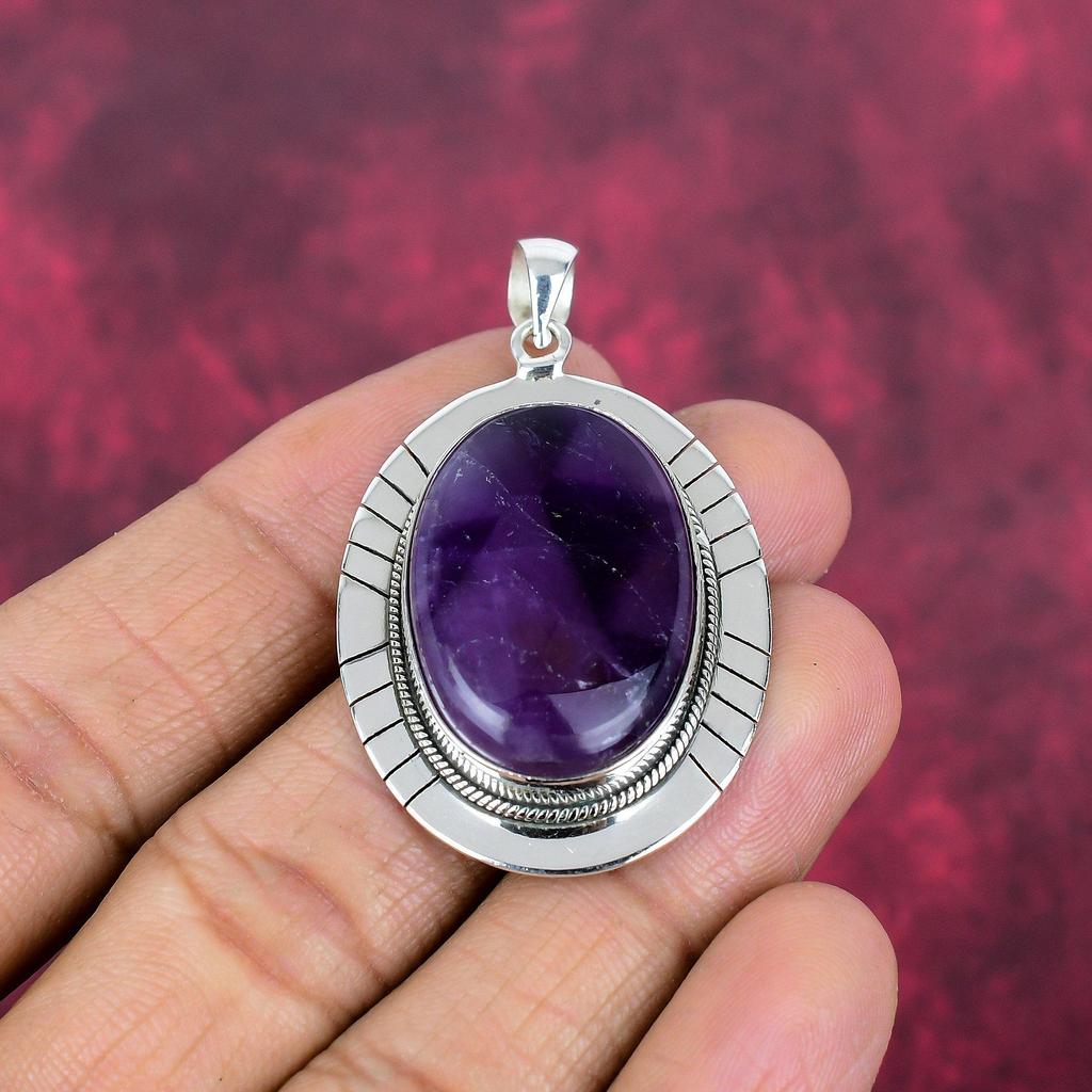 Amethyst Gemstone Jewelry, 925 Solid Sterling Silver Pendant, Handmade Beautiful Pendant Silver Jewelry Gift For Women