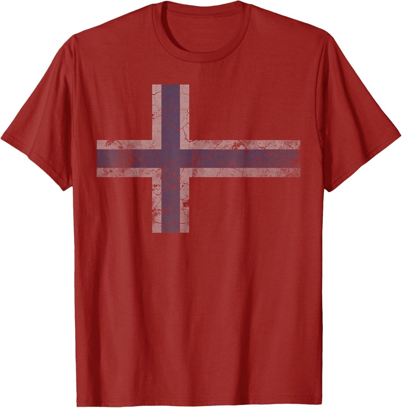 Norway Flag Norge Norwegian Heritage T-Shirt L