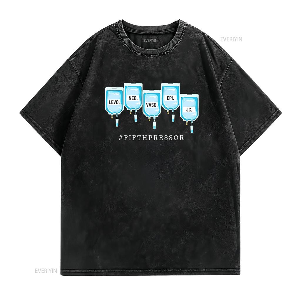 Quinta T-shirt Vasopressore Terapia Intensiva CRNA Medico Terapia Intensiva Per Infermiere vintage Lavata Casual Unisex grafica Traspirante Elastica