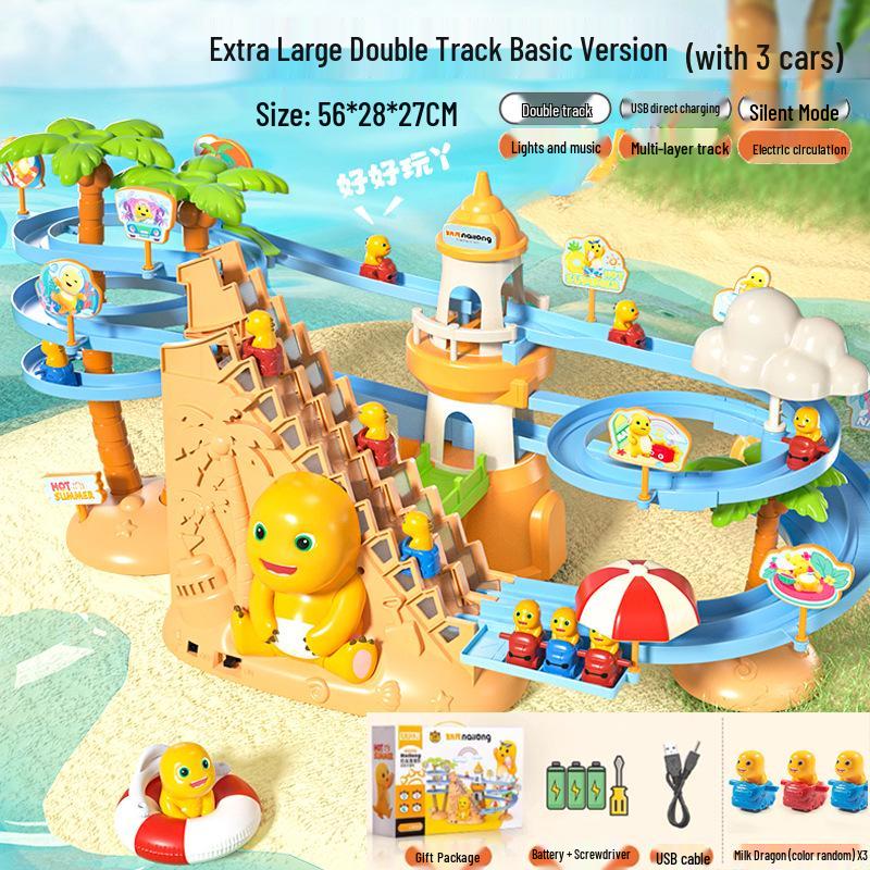 

Электрический непослушный дракон, поднимающийся по лестнице, двухколейная игрушечная машинка для детей 1-3 лет 3 Figures + Battery