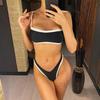 Sexy Splicing Mini Thong High Leg Cut Bikini Female Swimsuit Women Swimwear Two-pieces Bikini set Bather Bathing Suit Swim