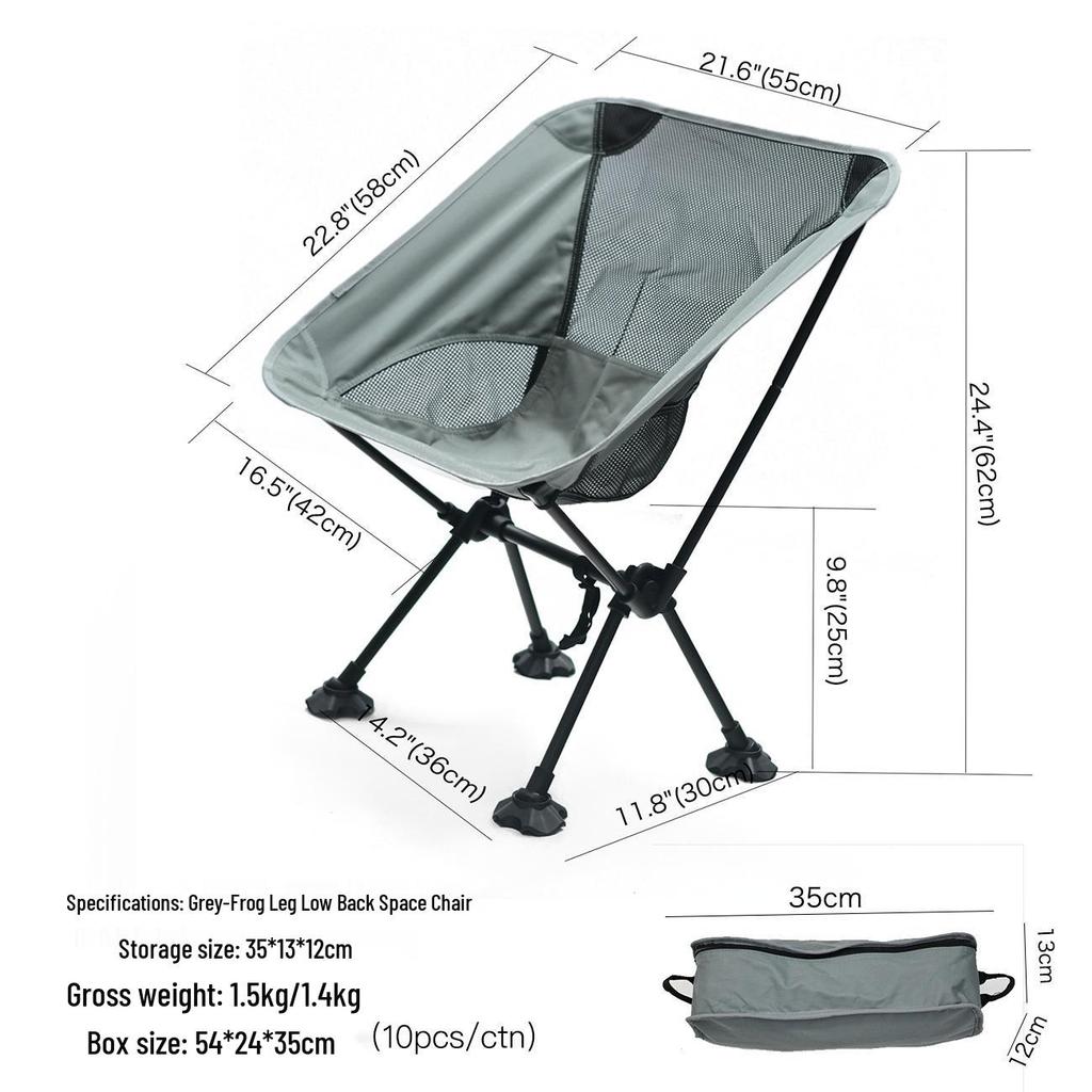 Cadeira Lunar Portátil Leve para Exterior com Encosto – Dobrável para Acampamento, Praia e Pesca