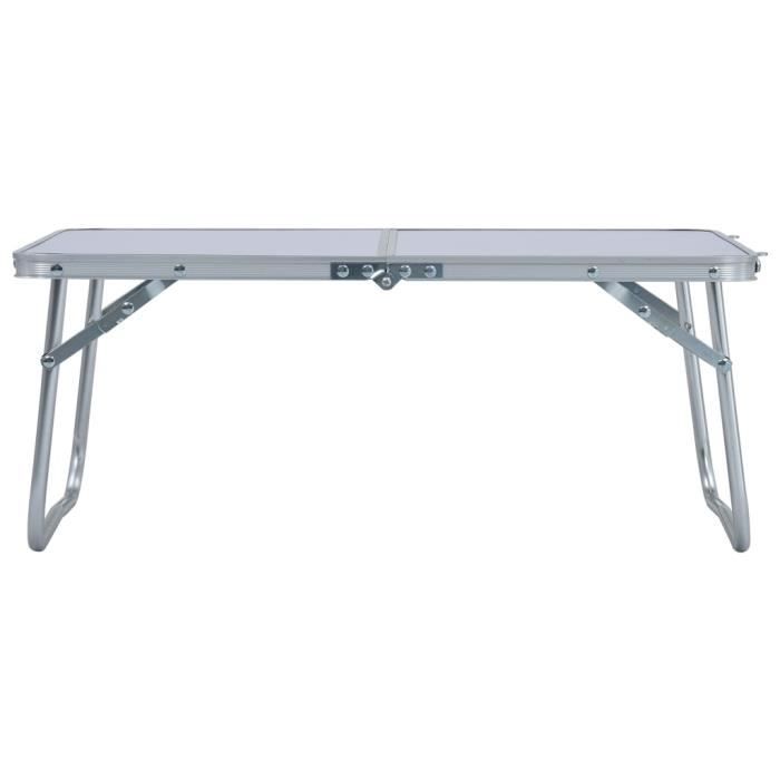 VidaXL Table pliable de camping Blanc Aluminium 60x40 cm