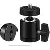 3 Pack Mini Ball Head 1/4'' Screw Swivel Tripod Head Mount 360 Degree Rotating Base Adapter Ballhead for Camera Tripod Dash Cam Phone Clip