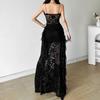 Summer New Women's Solid Color Slim Fit High Waist Fashion V-neck Strap Mesh Dress