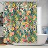 Frühlingsblumen Duschvorhang Dekorativer Badezimmerteppichbezug mit Blumen für Badezimmer Grün Gelb Rot Weiß Bunt Shabby Chic Des