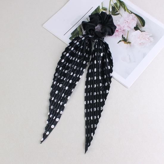 Hair Rope Dot Print Pleated Ribbon Hair Tie No Damage High Elasticity Ponytail Holder Lightweight Daily Hair Accessory