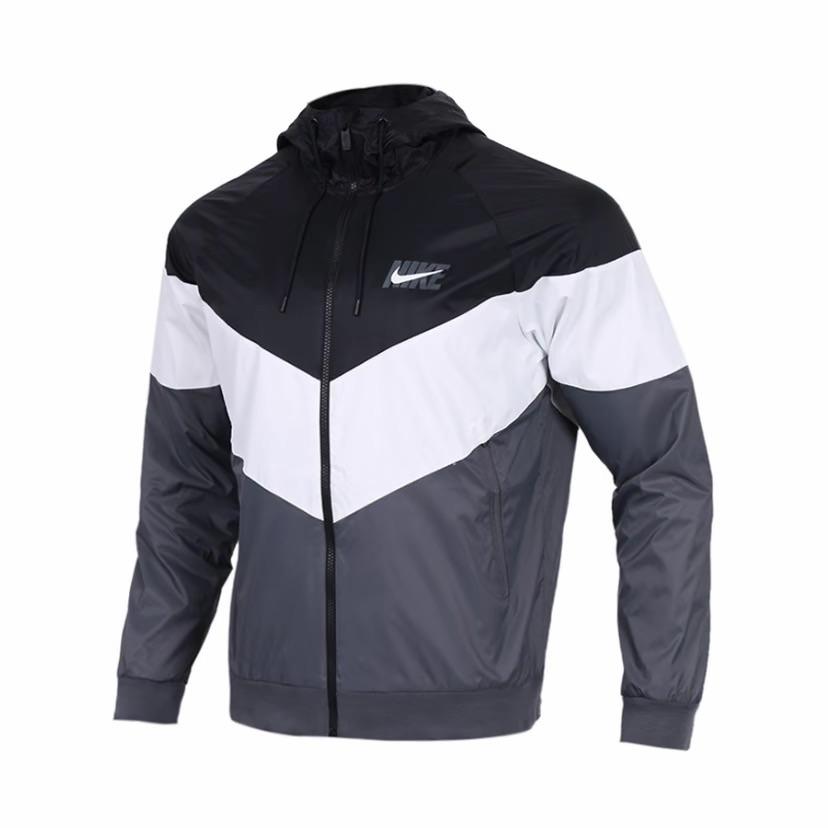 Nike Sportswear Windrunner Hooded Jacket Black White AJ1397-010 M
