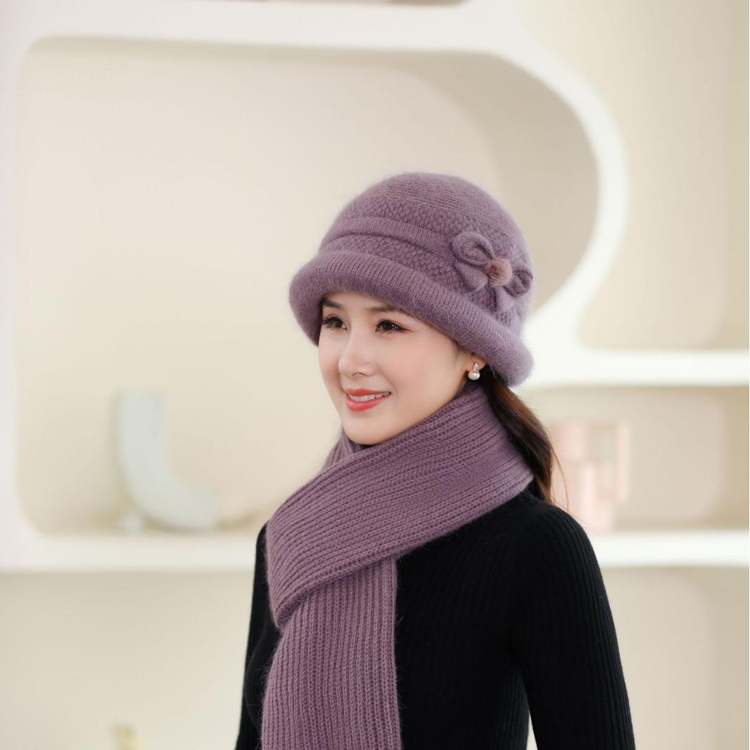 

Осенне-зимние женские шляпы для женщин, матерей, шерстяные шляпы, плюс бархат, защита от холода, хлопковые шляпы-горшки, вязаная шапка для бабушки, пожилой женщины average size