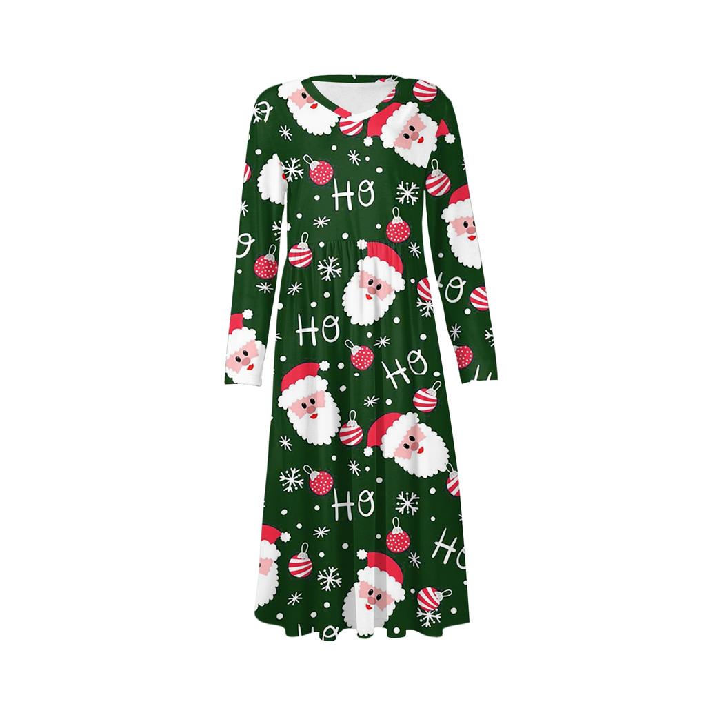 Damska Sukienka Modowa Wiosenna Sukienka z Dekoltem V i Długim Rękawem