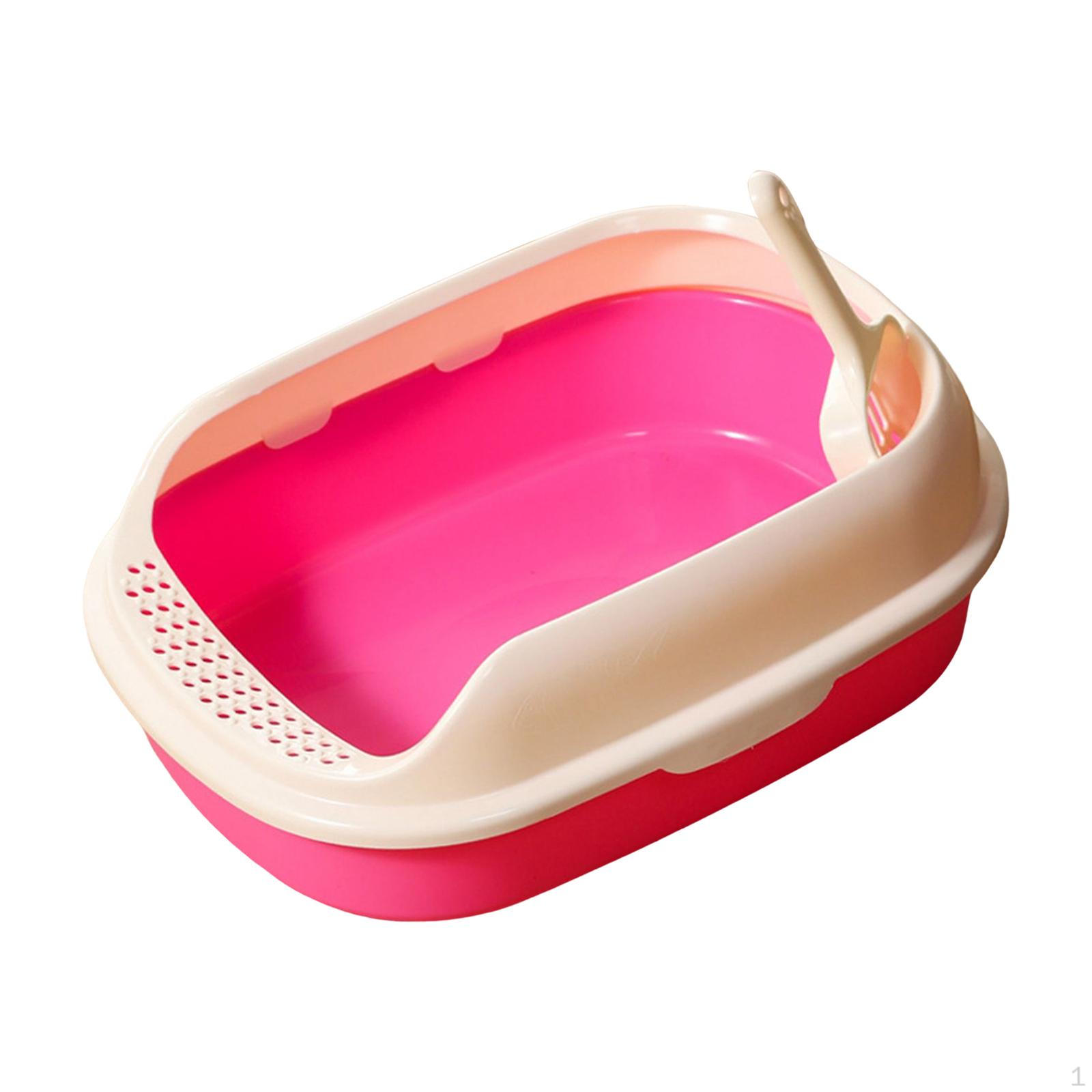 

Cat Anti Splashing Kitten Potty Toilet Semi Enclosed High Sided Sandbox Bedpan for Indoor Cats, рожевий