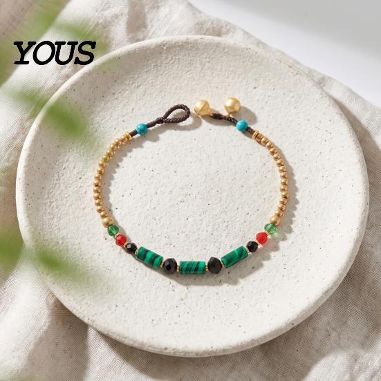 Bohemian Beaded Bracelet for Women, Handmade Bamboo Joint Lightweight Vacation Wrist Jewelry Stackable Bracelet, Ethnic Style Boho Summer Casual Daily