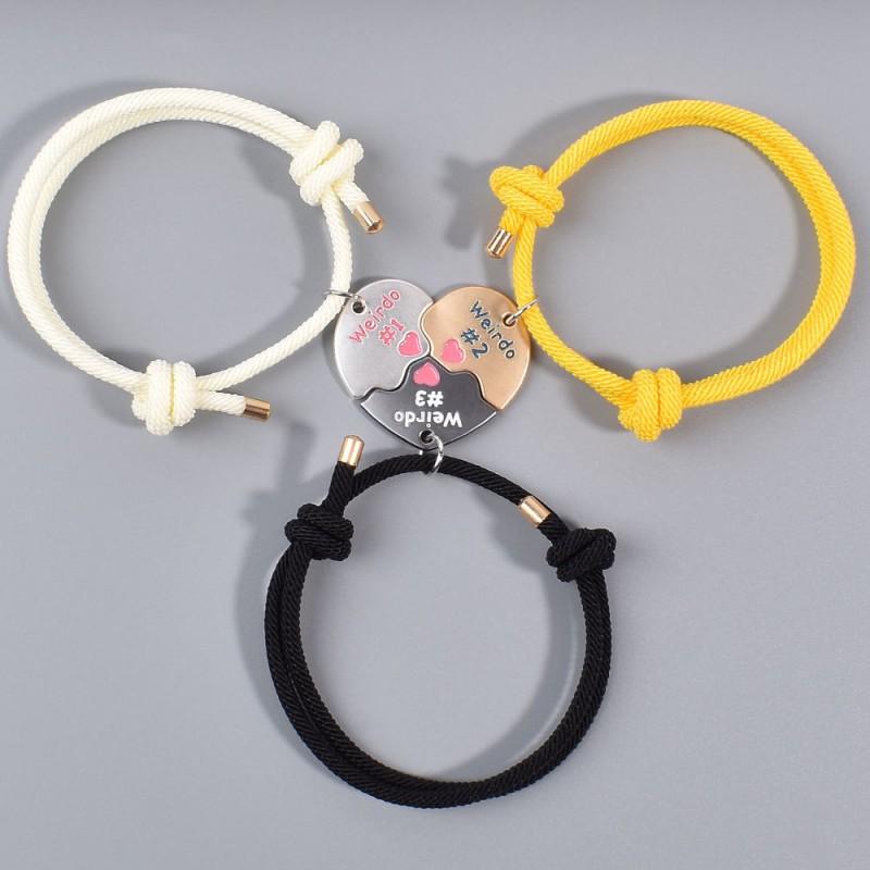 

New Colored Milan Rope Three-piece Splicing Bracelet Good Friends Love Knitting Women