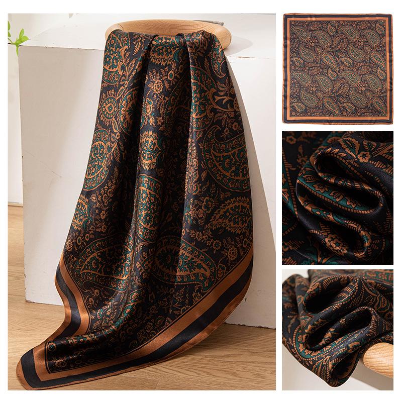 Camellia Print Mulberry Silk Square Scarf - Elegant Luxury Women's Accessory