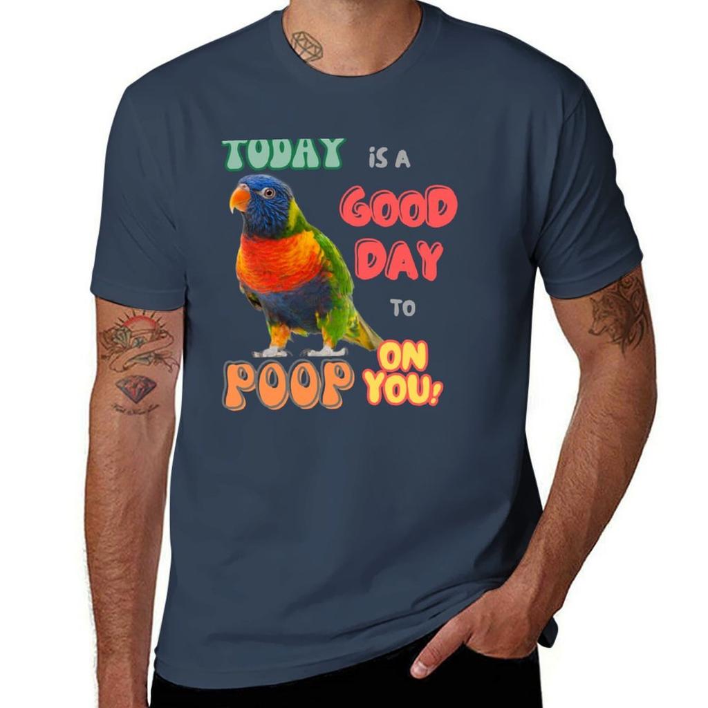 Rainbow Lorikeet Loriini Bird Small Parrot Parakeet Today Is a Good Day To Poop On You TShirt Big and Tall Crew Neck Tee