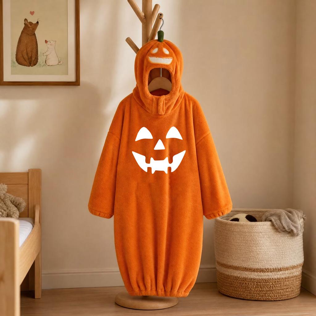 Kids' Halloween Printed Flannel Romper Pajama Set for Loungewear