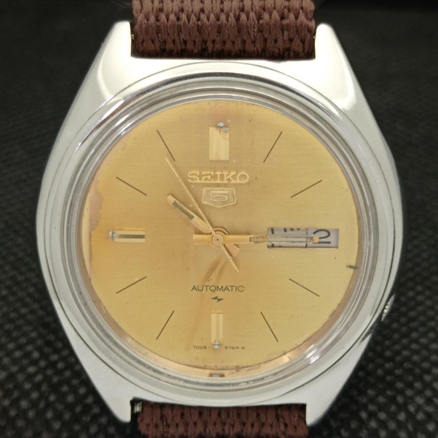 USED JAPAN SEIKO 5 AUTOMATIC 7009A MENS OLD ORIGINAL DIAL WATCH a416126-2 R10621f-a416126