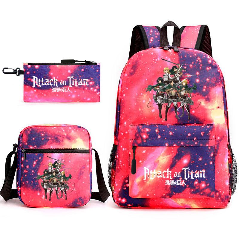 Attack on Titan Teen Anime Rucksack Attack on Titan Schultasche Dreiteiliges Set