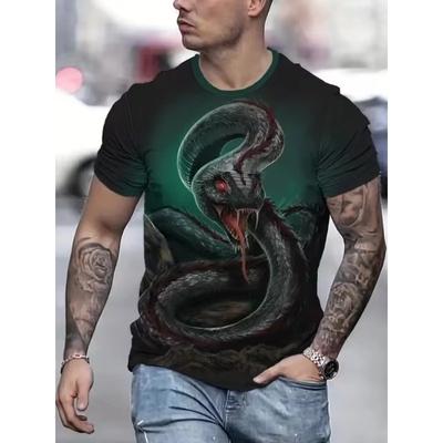 Nowy Letni Męski T-shirt Modny T-shirt Męski z Nadrukiem Węża