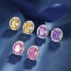 Jewelry High Carbon Diamond Ice Flower Cut Copper Egg-Shaped Niche Stud Earrings Main Stone 7 * 9