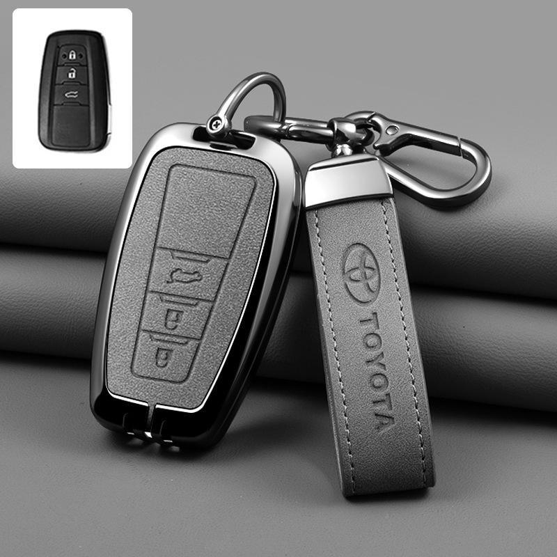 Leather Car Smart Remote Key Case Cover Shell for Toyota Avalon Camry RAV4 Prius CHR C-HR Corolla Land Cruiser Prado Keychain Ca