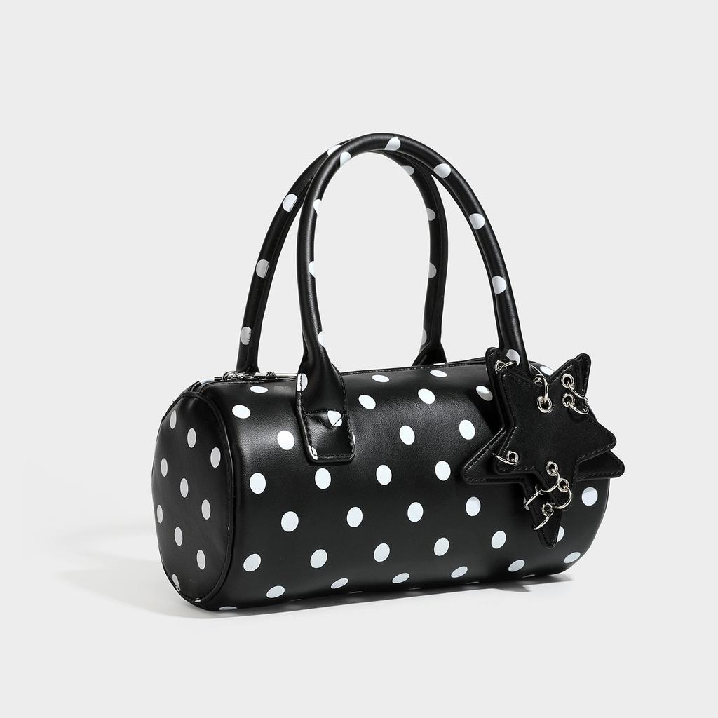 Wind Handbag for Women, Bowling Bag, Sweet Polka Dot Crossbody Bag, Boston Bag, Single Shoulder Bag for Women