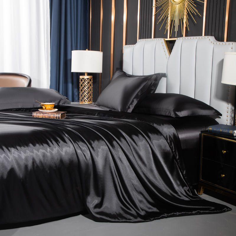 Bedding Set Solid Color Luxury Bedding Kit Rayon Satin Duvet Cover Set Twin Queen King Size Bed Set 4pcs Home Textile