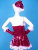 Girls Christmas Santa Dance Costume Adjustable Spaghetti Straps Sequins Leotard Dress Hat Arm Sleeves