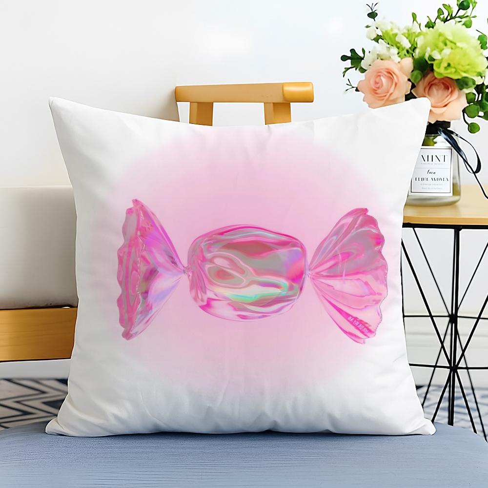 sweet pink candy Cushion Cover Washable Linen comfort Soft for Sofa Bed Cozy Home Room Decor