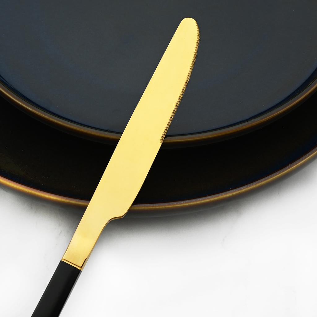 24 Pcs Black Tableware Stainless Steel Cutlery Set Forks Knives Spoons Kitchen Dinner Set Fork Spoon Knife Gold Dinnerware Set