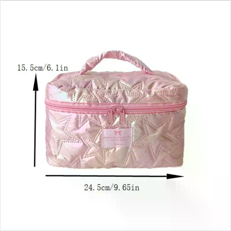 Shiny Pearl Star Makeup Bag Cute Zipper Cosmetic Organizer Women Portable Toiletry Case Female Cloth Handbag For Girls