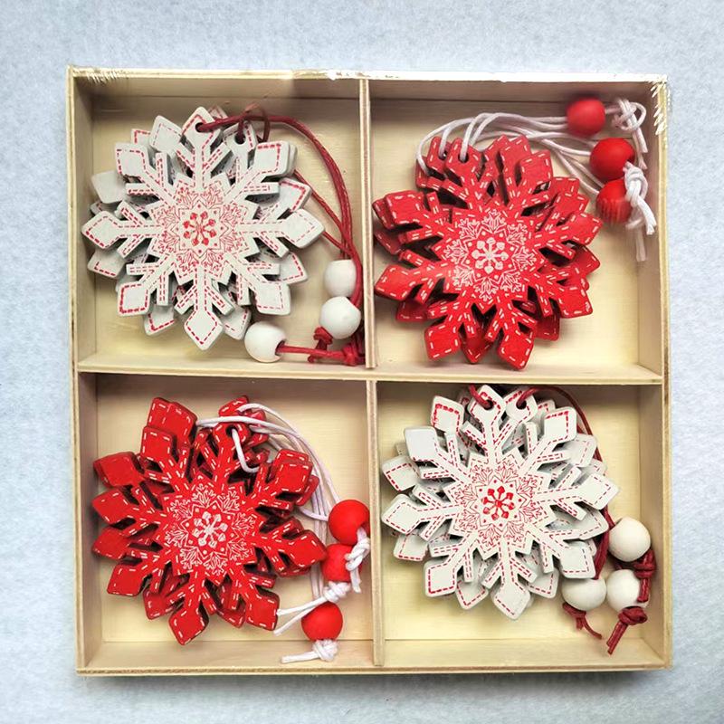 

12 шт. подвесные украшения для рождественской елки деревянные подвески Санта снеговик олень снежинка колокольчик рождественские подарки Счастливого Рождества